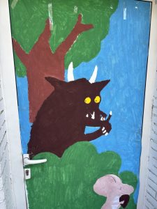 door decorated with motifs of The Gruffalo