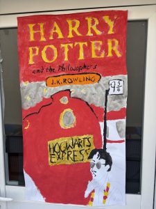 classroom door decorated with Harry Potter motifs