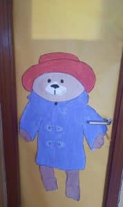 Paddington Bear door decoration for Numont School's Book Day celebration